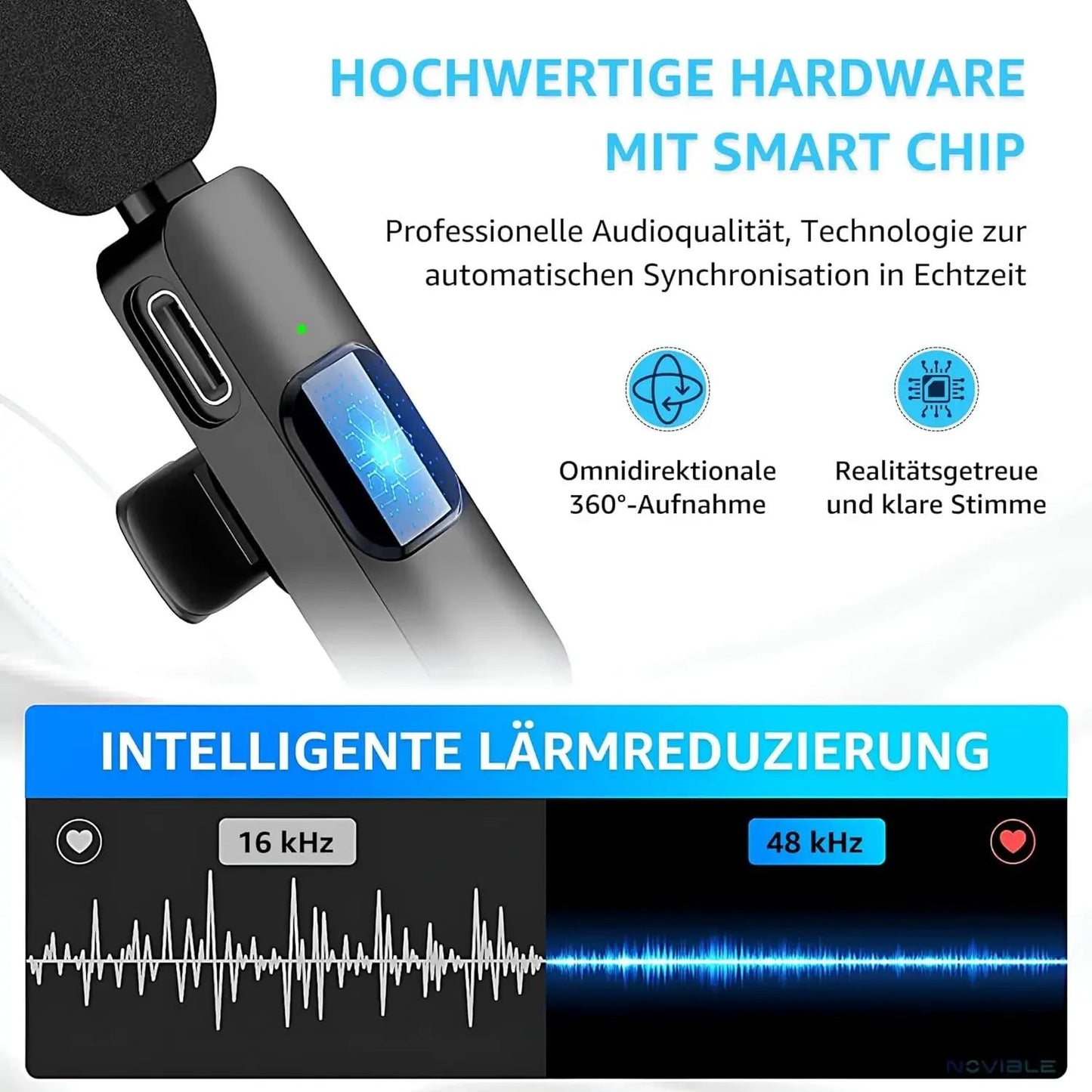 Microfone de lapela sem fio para iPhone Android Plug and Play Microfone sem fio